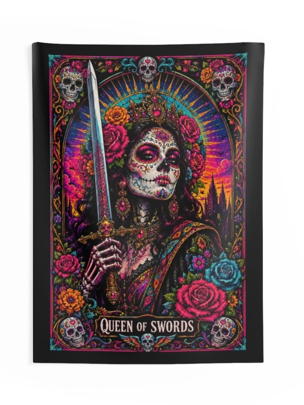 Indoor Art Tapestry Wall Hanging Queen Of Swords Tarot New 26x36